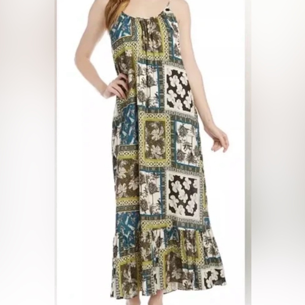 Karen Kane Floral Maxi Dress in Teal, Yellow & Black